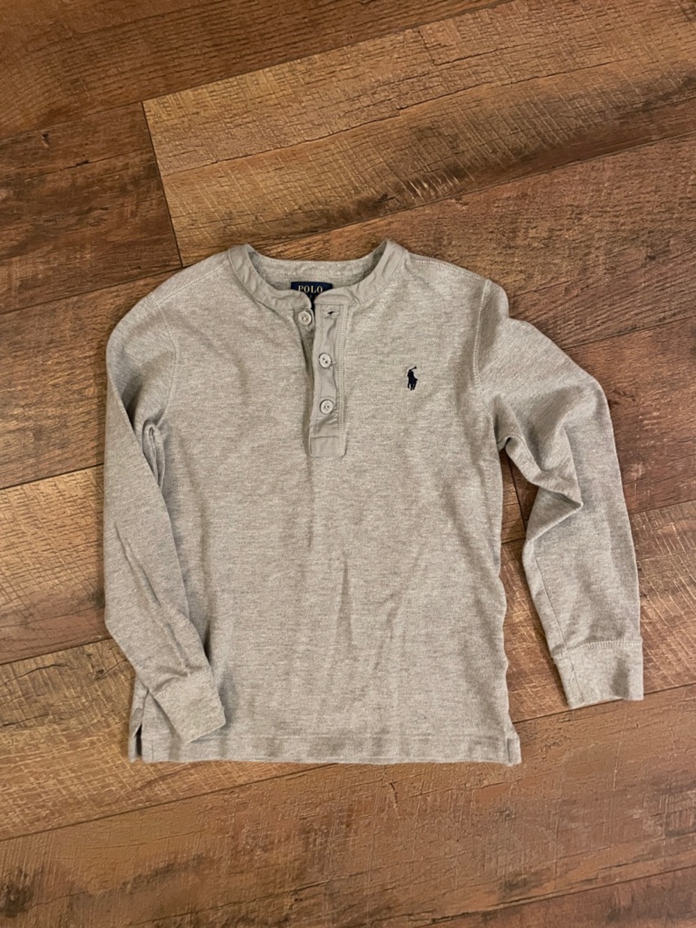 Polo by Ralph Lauren Light Gray Henley Crewneck Sweatery Boy Size 6 #003